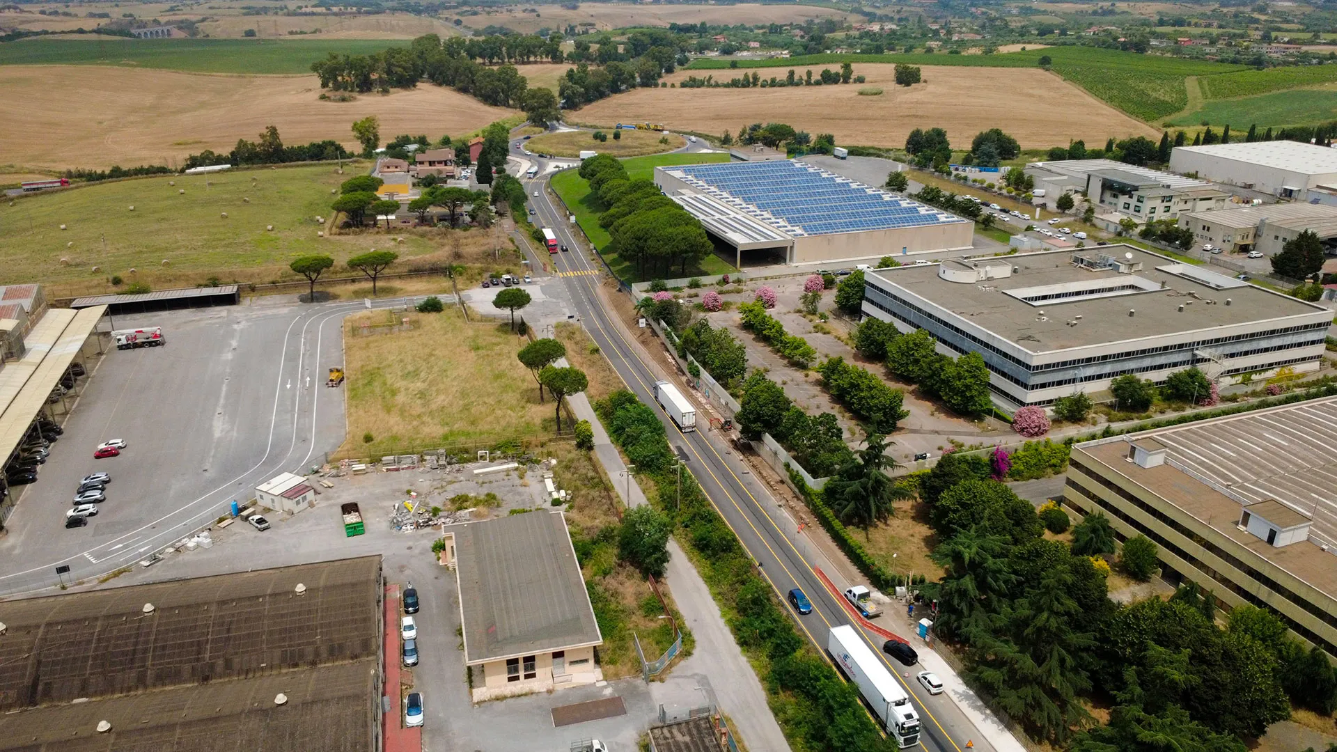Riqualifica stradale, cantiere Impresit Lavori S.p.A. a Pomezia (RM)